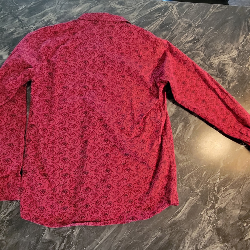 Children's Red Patterned Button Down Shirt - Picture 4 of 7